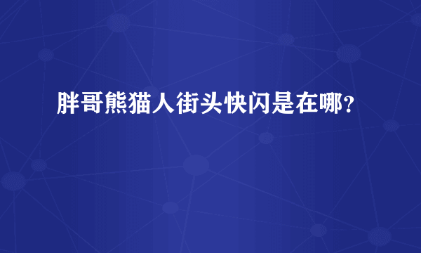 胖哥熊猫人街头快闪是在哪？