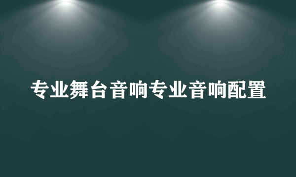 专业舞台音响专业音响配置