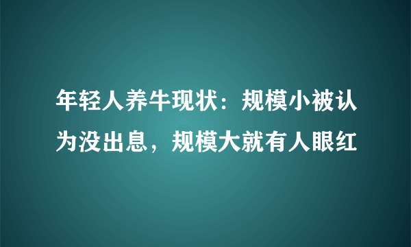 年轻人养牛现状：规模小被认为没出息，规模大就有人眼红