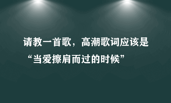 请教一首歌，高潮歌词应该是“当爱擦肩而过的时候”