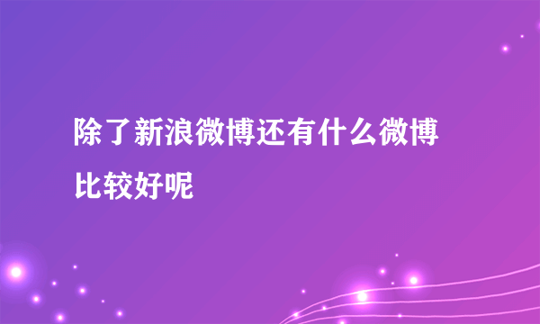 除了新浪微博还有什么微博 比较好呢