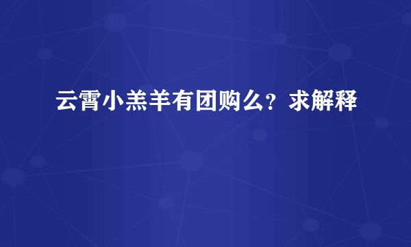 云霄小羔羊有团购么？求解释