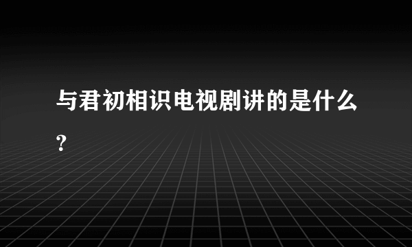 与君初相识电视剧讲的是什么？