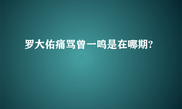 罗大佑痛骂曾一鸣是在哪期?