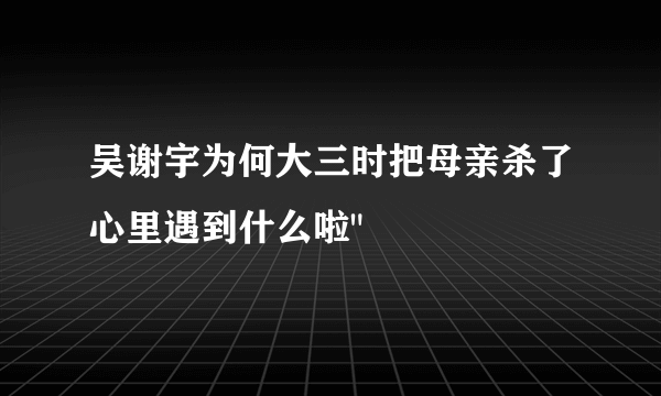 吴谢宇为何大三时把母亲杀了心里遇到什么啦