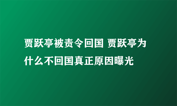 贾跃亭被责令回国 贾跃亭为什么不回国真正原因曝光