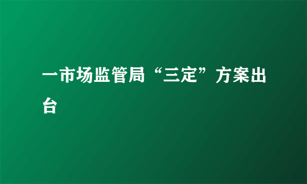 一市场监管局“三定”方案出台