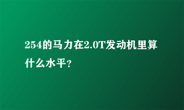 254的马力在2.0T发动机里算什么水平？