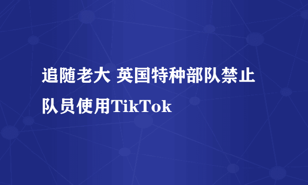 追随老大 英国特种部队禁止队员使用TikTok