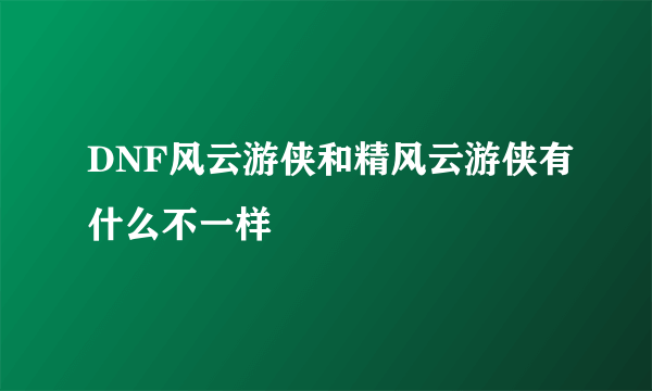 DNF风云游侠和精风云游侠有什么不一样