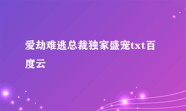 爱劫难逃总裁独家盛宠txt百度云