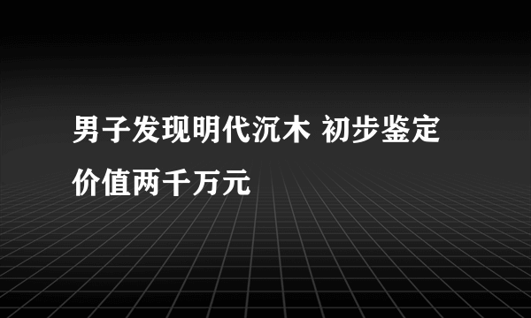 男子发现明代沉木 初步鉴定价值两千万元