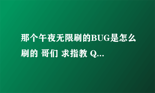 那个午夜无限刷的BUG是怎么刷的 哥们 求指教 QQ176311919