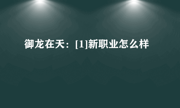 御龙在天：[1]新职业怎么样