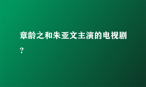 章龄之和朱亚文主演的电视剧？