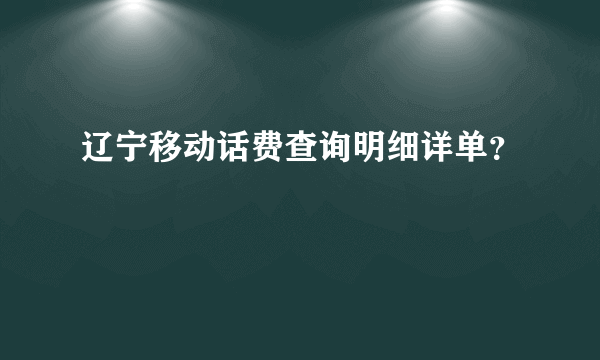 辽宁移动话费查询明细详单？