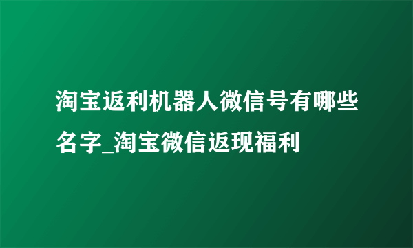 淘宝返利机器人微信号有哪些名字_淘宝微信返现福利