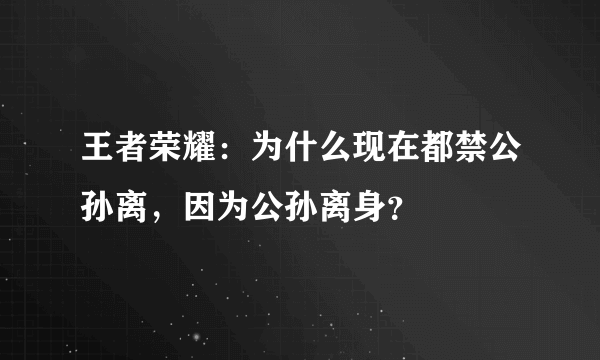 王者荣耀：为什么现在都禁公孙离，因为公孙离身？