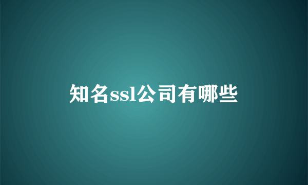 知名ssl公司有哪些