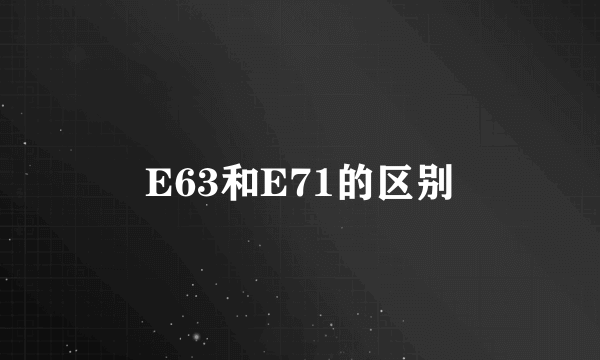 E63和E71的区别