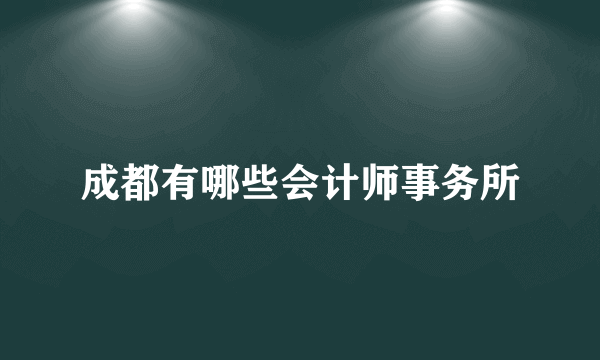 成都有哪些会计师事务所