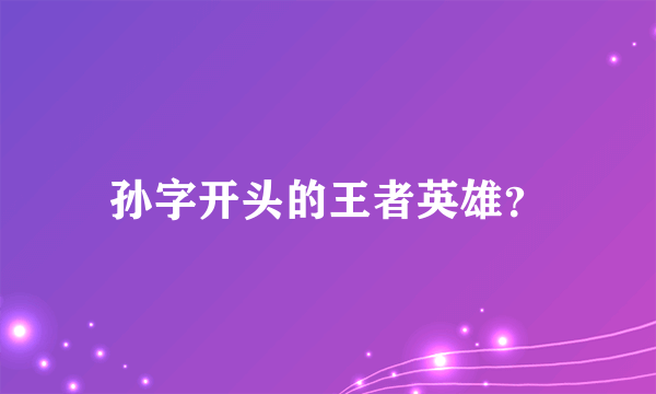 孙字开头的王者英雄？