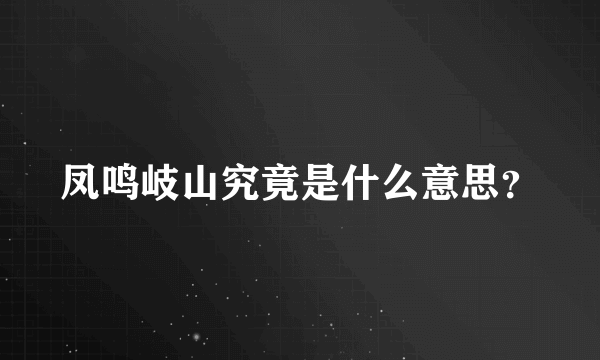 凤鸣岐山究竟是什么意思？