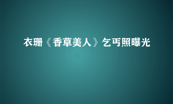 衣珊《香草美人》乞丐照曝光