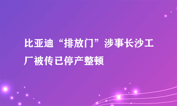 比亚迪“排放门”涉事长沙工厂被传已停产整顿