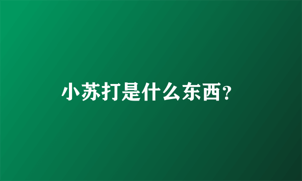 小苏打是什么东西？