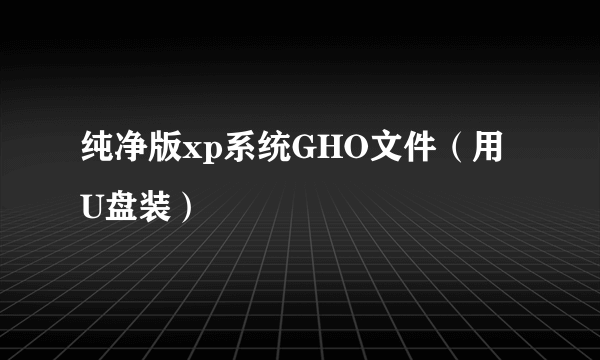 纯净版xp系统GHO文件（用U盘装）