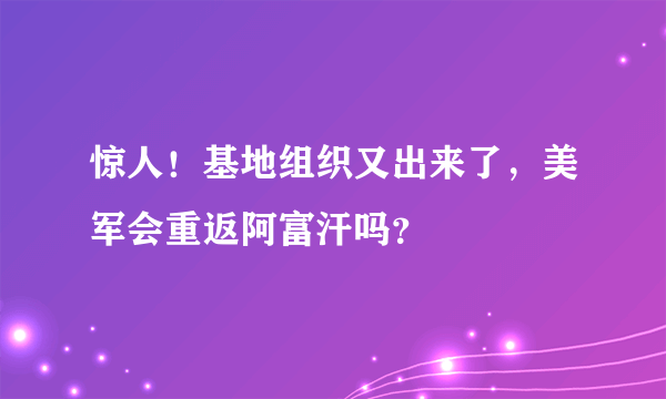 惊人！基地组织又出来了，美军会重返阿富汗吗？