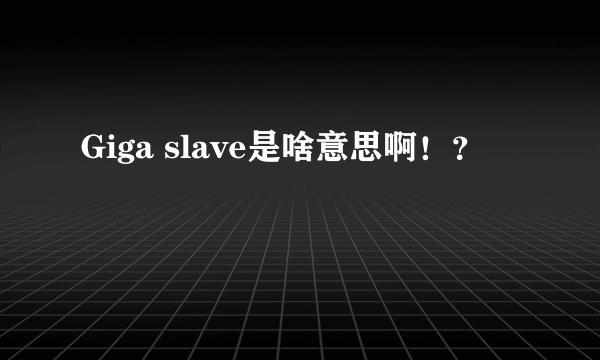 Giga slave是啥意思啊！？