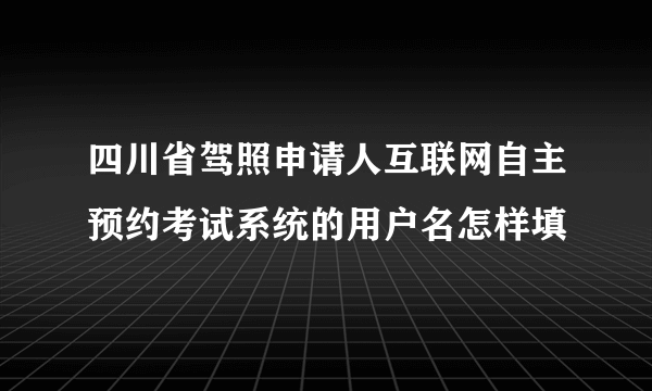 四川省驾照申请人互联网自主预约考试系统的用户名怎样填