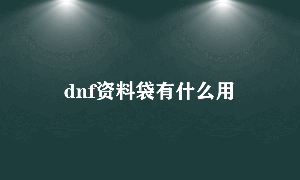 dnf资料袋有什么用