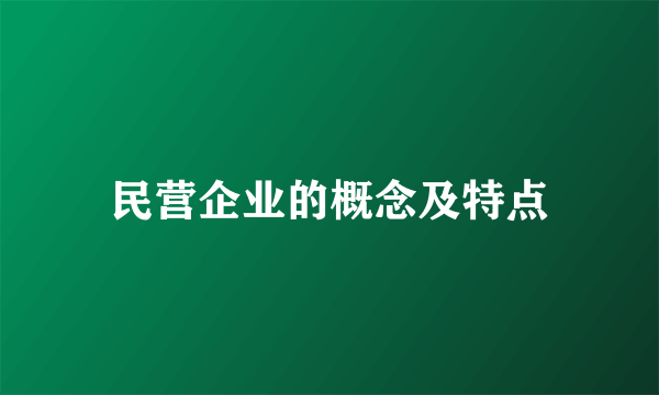 民营企业的概念及特点