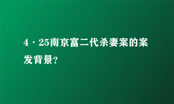 4·25南京富二代杀妻案的案发背景？