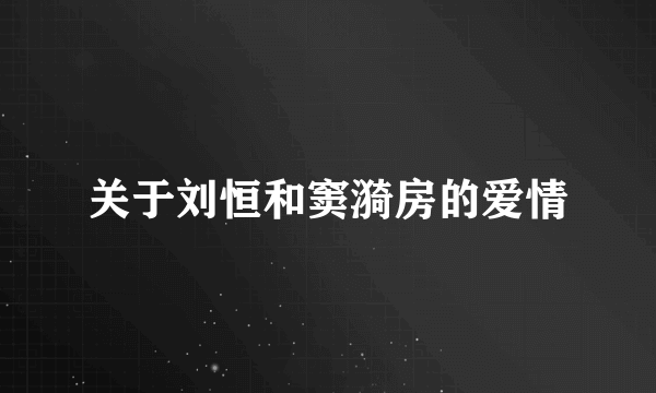 关于刘恒和窦漪房的爱情