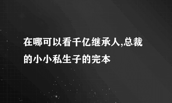 在哪可以看千亿继承人,总裁的小小私生子的完本