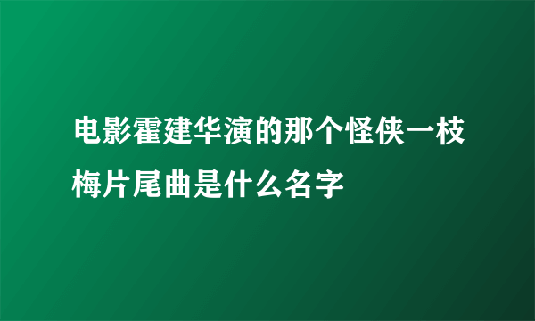 电影霍建华演的那个怪侠一枝梅片尾曲是什么名字