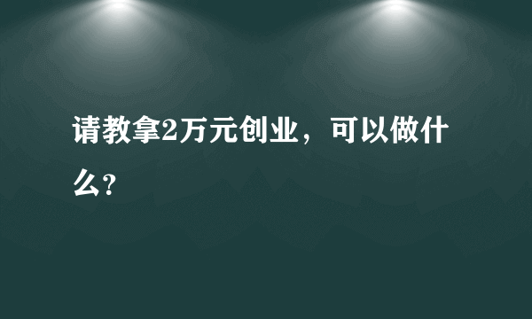 请教拿2万元创业，可以做什么？