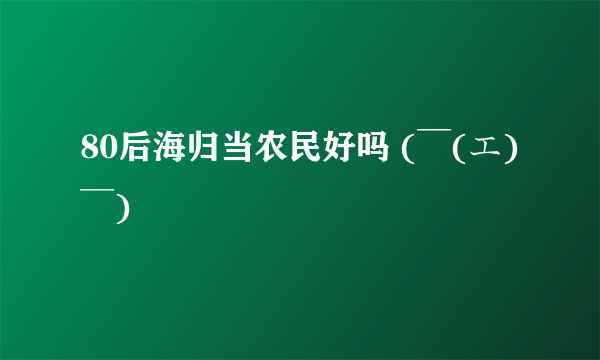 80后海归当农民好吗 (￣(エ)￣)ゞ