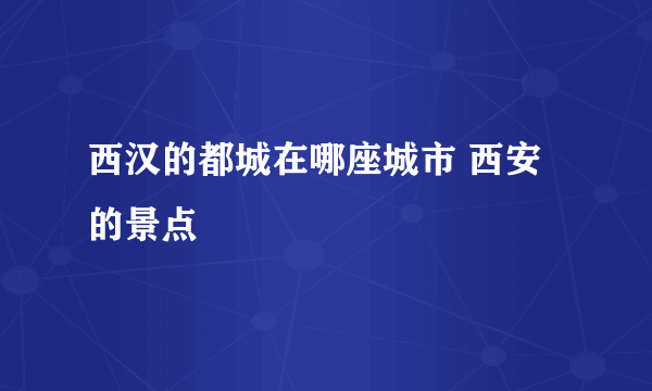 西汉的都城在哪座城市 西安的景点