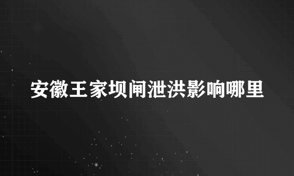 安徽王家坝闸泄洪影响哪里