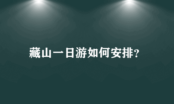 藏山一日游如何安排？