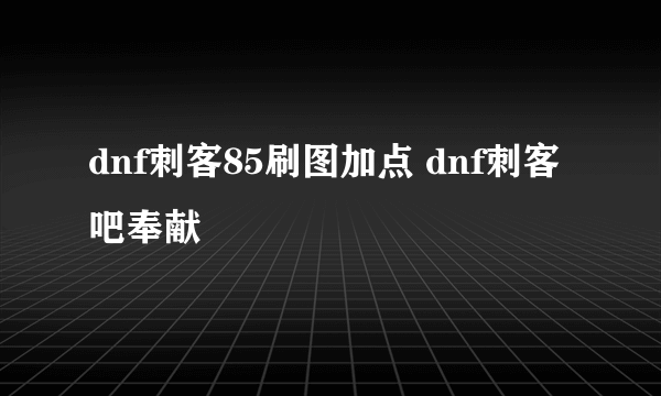 dnf刺客85刷图加点 dnf刺客吧奉献