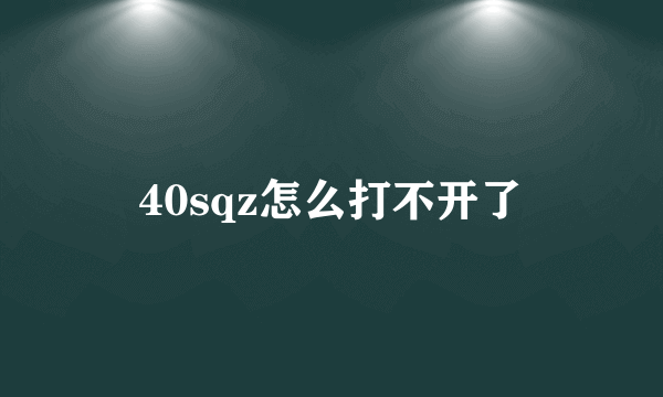 40sqz怎么打不开了