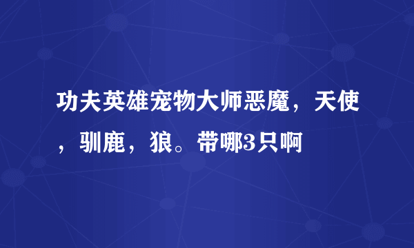 功夫英雄宠物大师恶魔，天使，驯鹿，狼。带哪3只啊