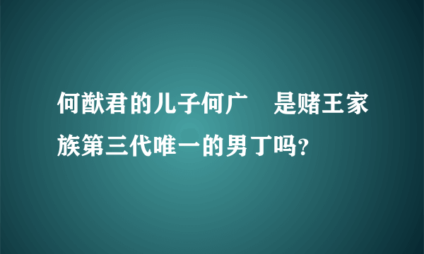 何猷君的儿子何广燊是赌王家族第三代唯一的男丁吗？