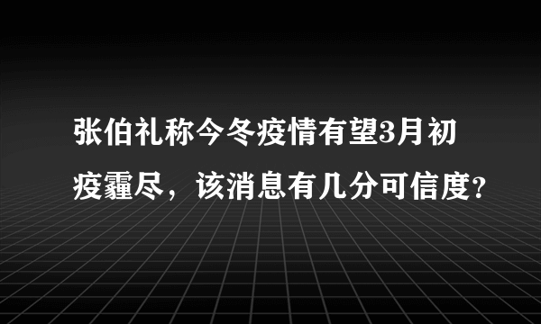 张伯礼称今冬疫情有望3月初疫霾尽，该消息有几分可信度？